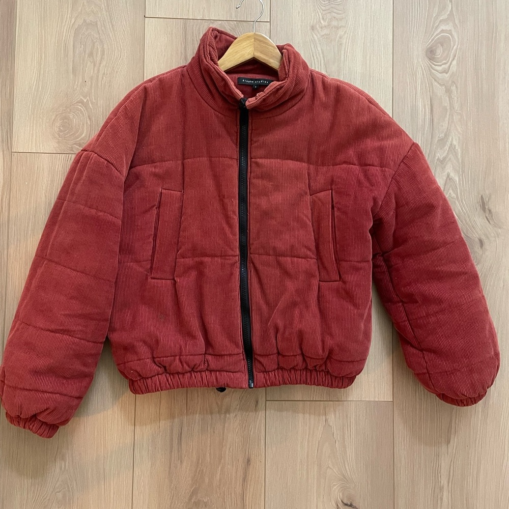Red Corduroy Puffer Jacket
